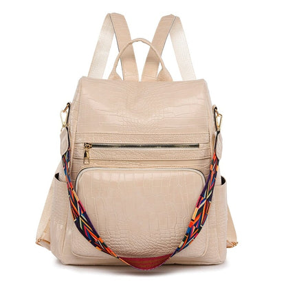 Faux Leather Laptop Backpack Women's The Store Bags Beige 