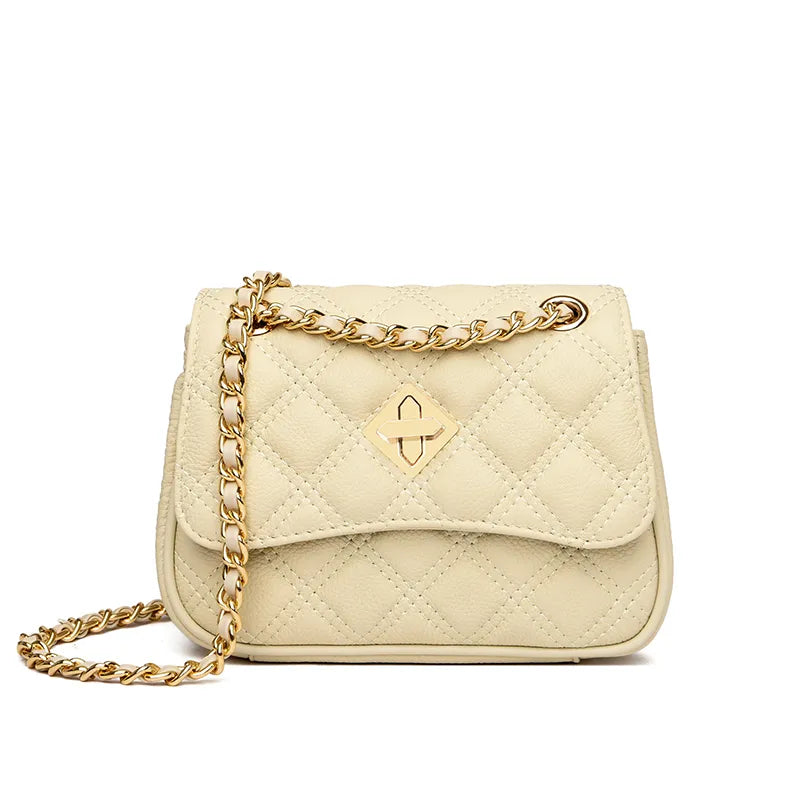 Black Quilted Bag With Gold Chain The Store Bags Beige 20cm 7cm 15cm 