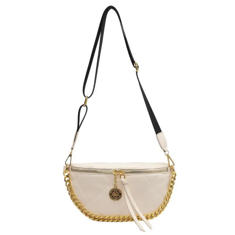 Gold Chain Fanny Pack The Store Bags Creamy white 