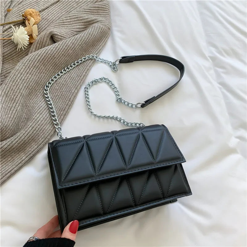 Square Shoulder Bag With Chain Strap