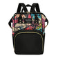 Mochila con bolsa de pañales de flores