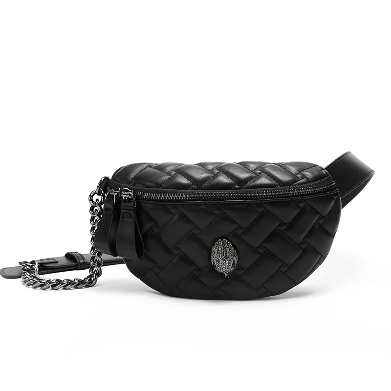 Black Leather Crossbody Fanny Pack The Store Bags black 