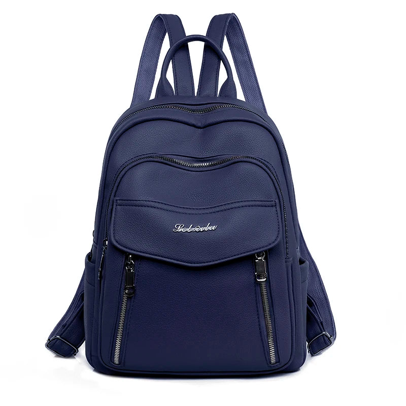 Double Zipper Backpack The Store Bags Blue 13 inches 