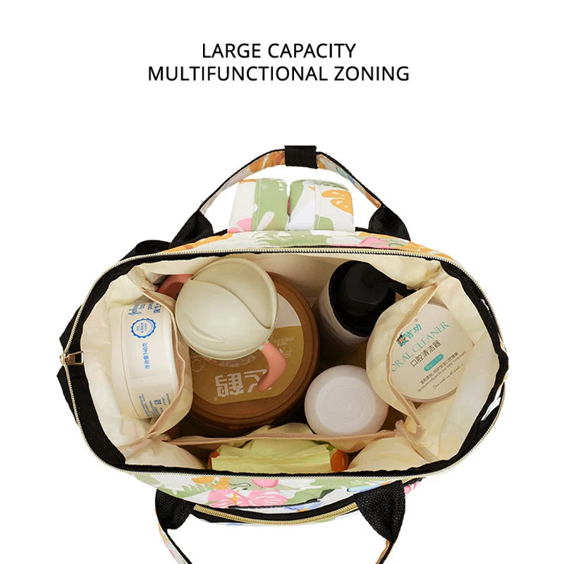 Floral Print Backpack Diaper Bag