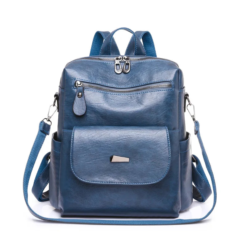 Leather Zip Top Backpack Purse The Store Bags Blue 
