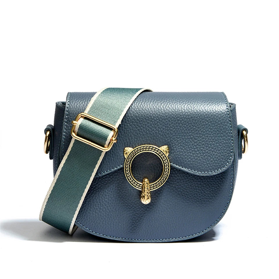 Round Leather Shoulder Bag The Store Bags Blue 