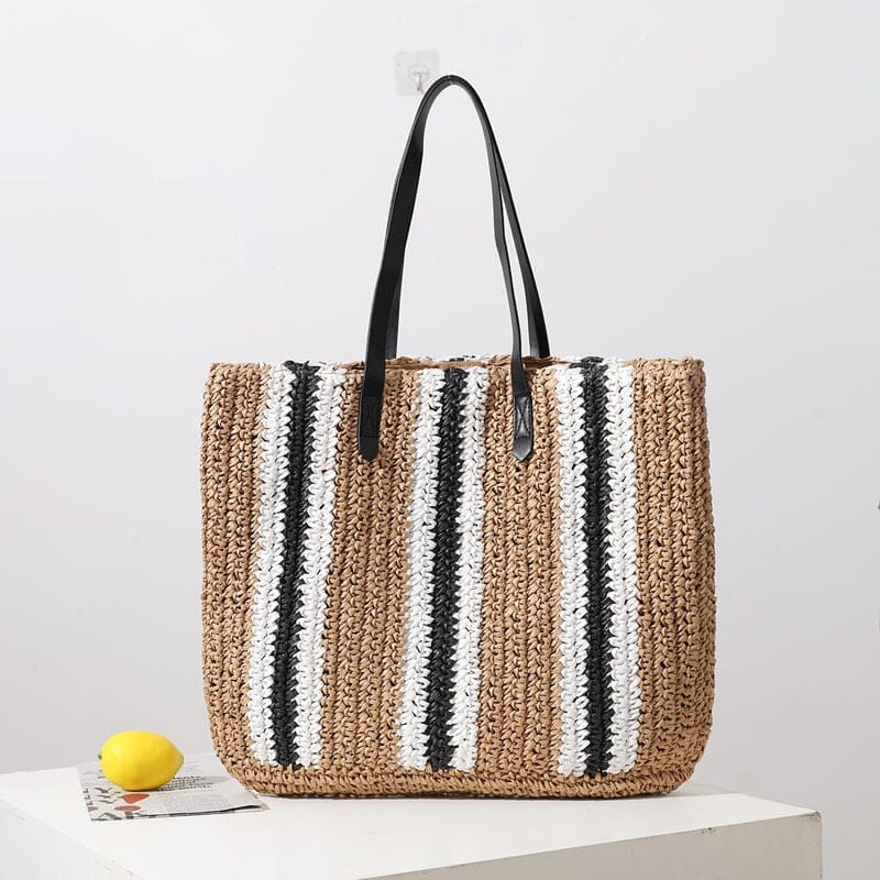 Straw Tote Bag Leather Handles | The Store Bags