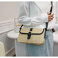 Straw And Faux Leather Bucket Bag