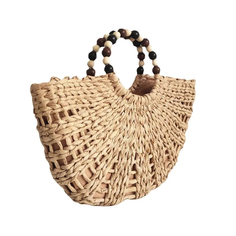 Round Handle Straw Bag