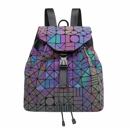 Mochila con cordón holográfico geométrico