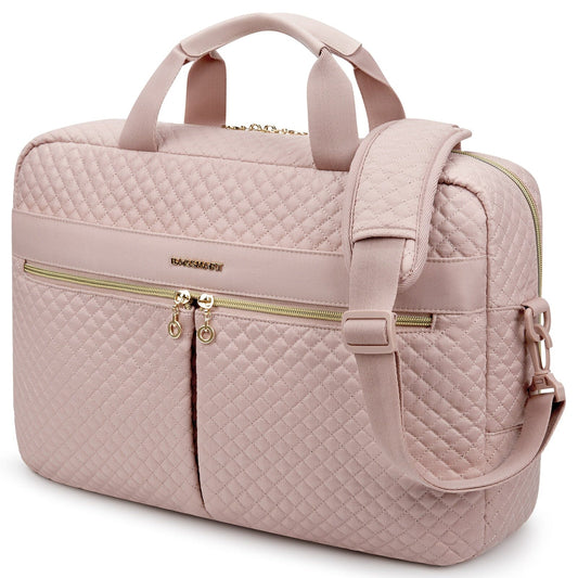 Laptop Bag for Women,15.6-17 inch Laptop Tote Ladies Briefcase Roomy Work Bag Computer Bag-Pink 17in