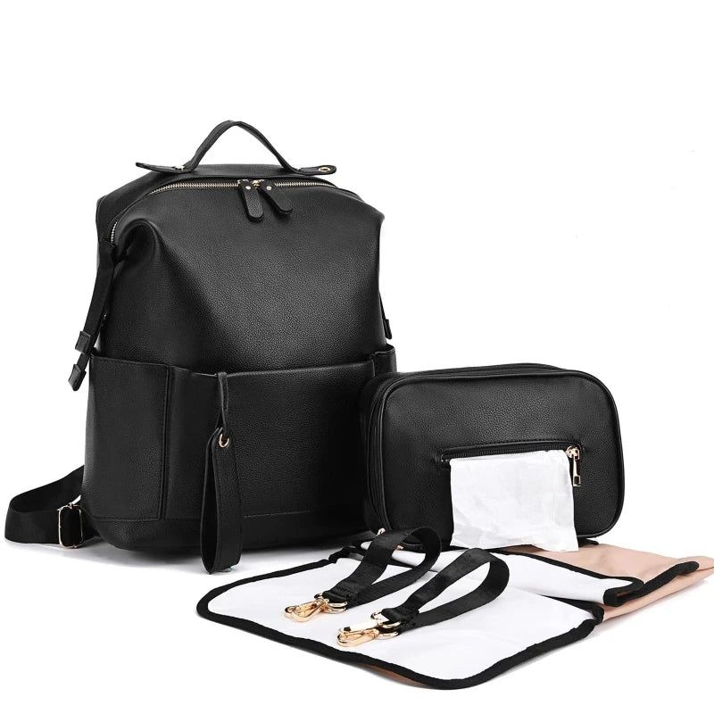 Mochila de piel sintética para pañales