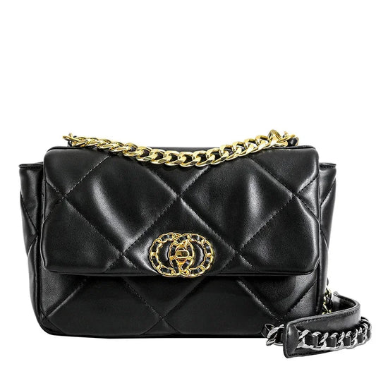 Black Quilted Purse With Gold Chain Strap The Store Bags black 