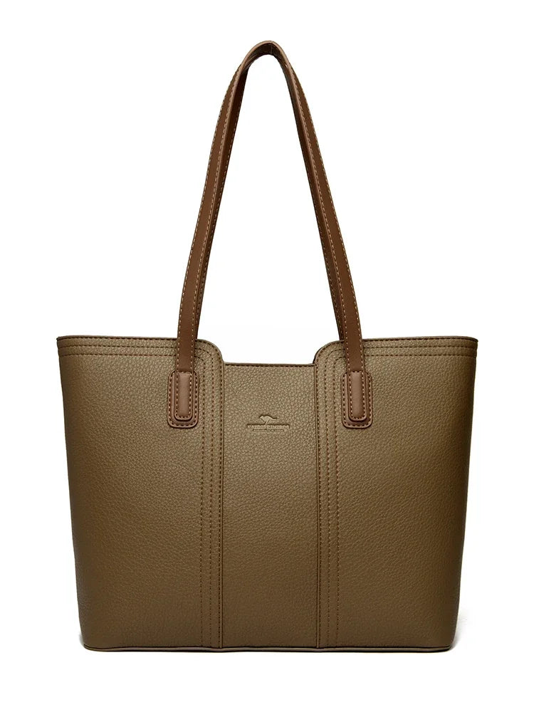 Faux Leather Tote With Zipper The Store Bags Khaki 