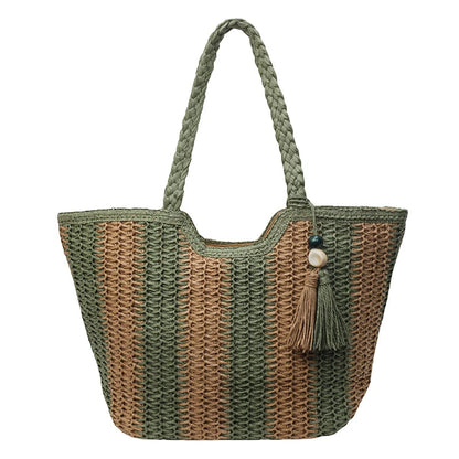 Striped Straw Bag The Store Bags green 