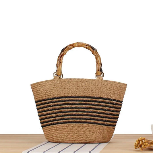 Striped Straw Tote The Store Bags Brown 