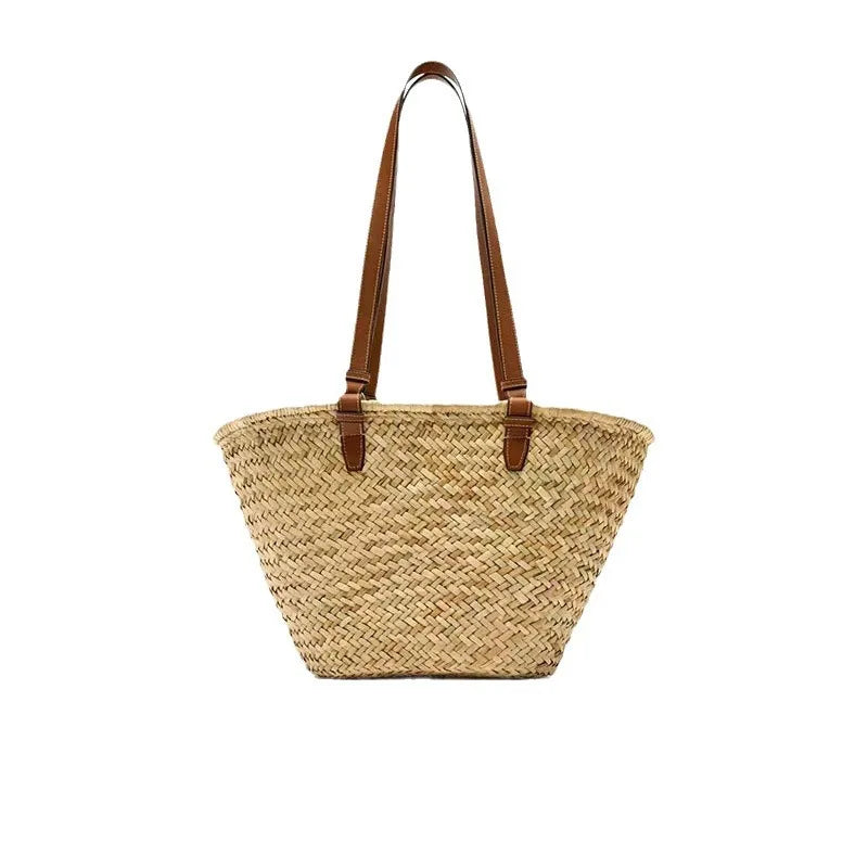 Straw Basket Bag With Drawstring