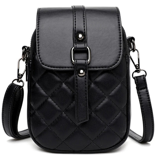 Small Quilted Leather Smartphone Crossbody Bag The Store Bags black 