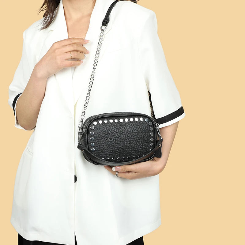 Black rivet purse online