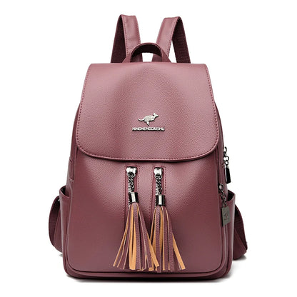 Bolso tipo mochila de cuero con transporte oculto