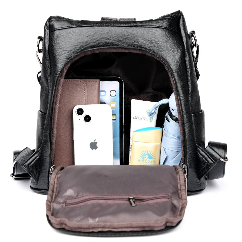 Leather Backpack Purse Anti Theft