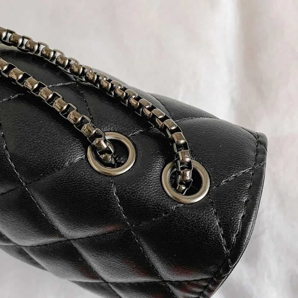 Quilted Leather Purse Chain Strap