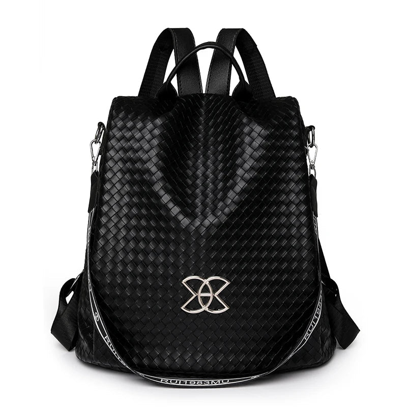 Braided Leather Backpack The Store Bags black 