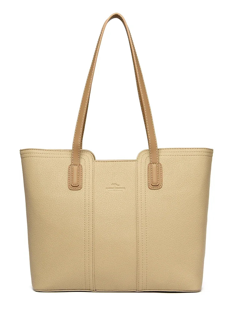 Faux Leather Tote With Zipper The Store Bags Apricot Light Khaki 