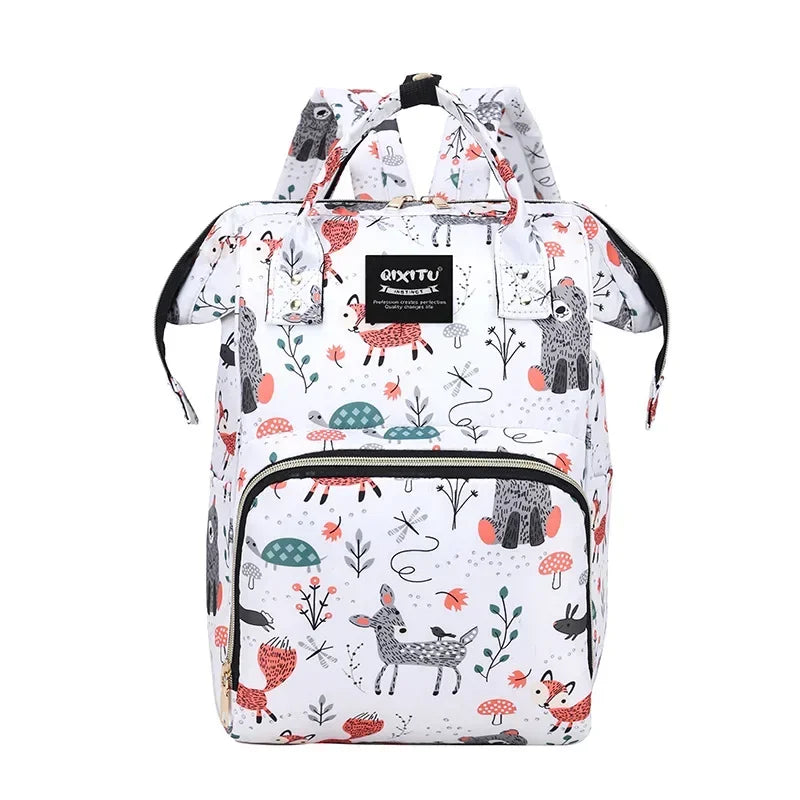 Floral Print Backpack Diaper Bag