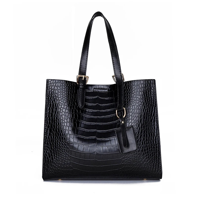 Croc Leather Tote The Store Bags Black 