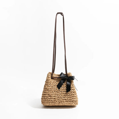 Straw Basket Bag With Drawstring Closure The Store Bags B 