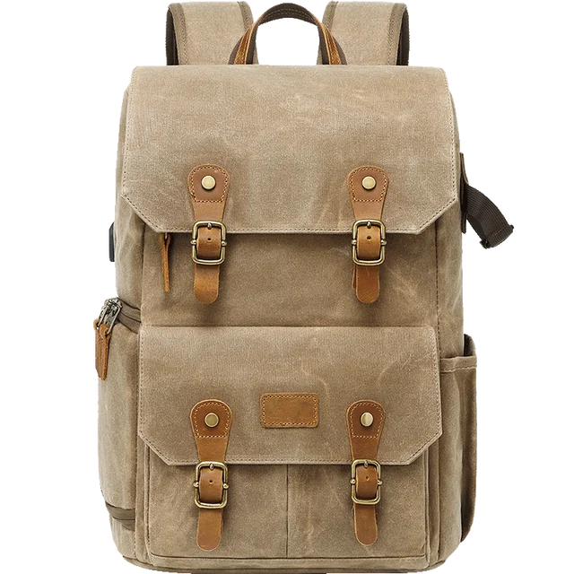 Brown Waxed Canvas Camera Bag The Store Bags Khaki CHINA 