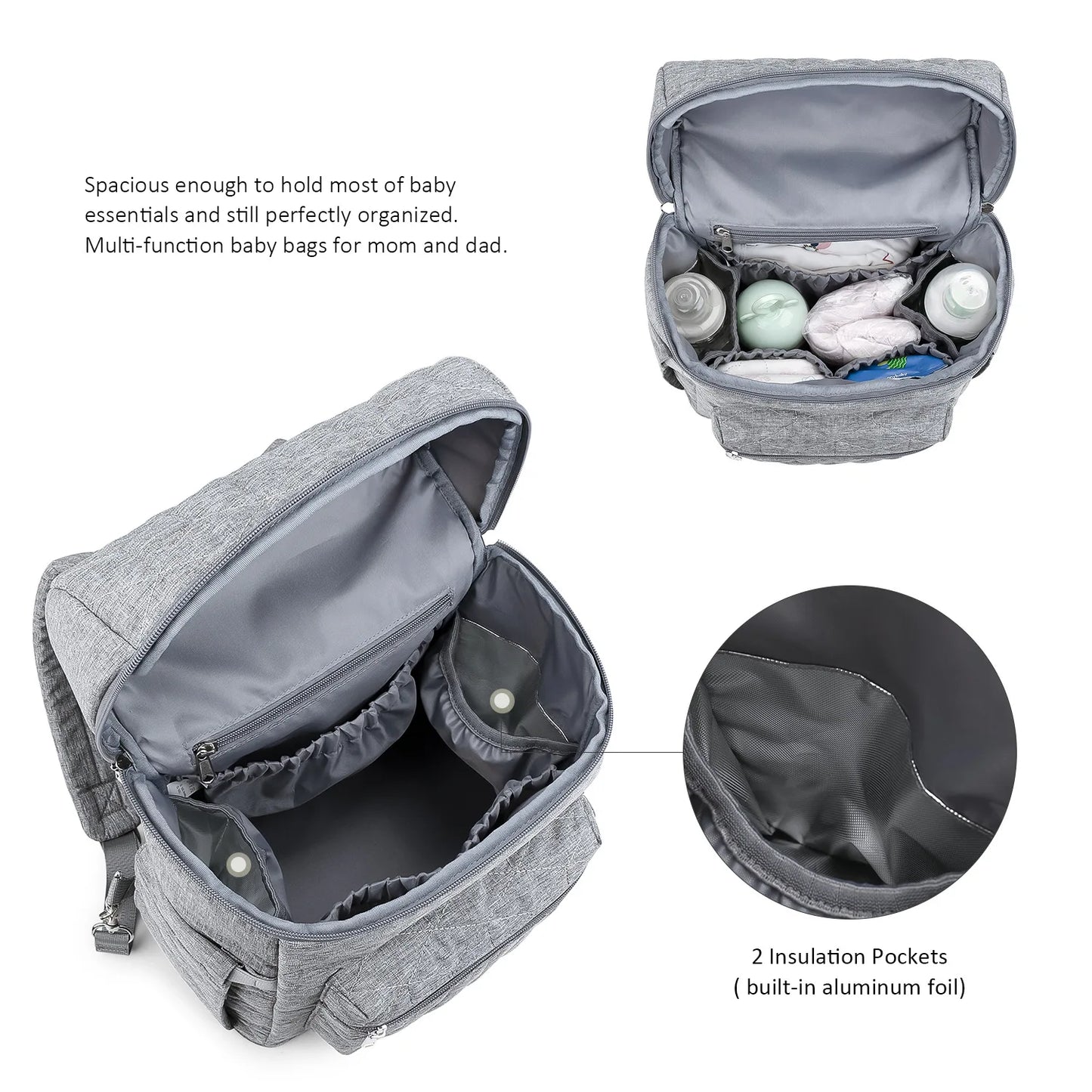 Quilted Nylon Diaper Bag