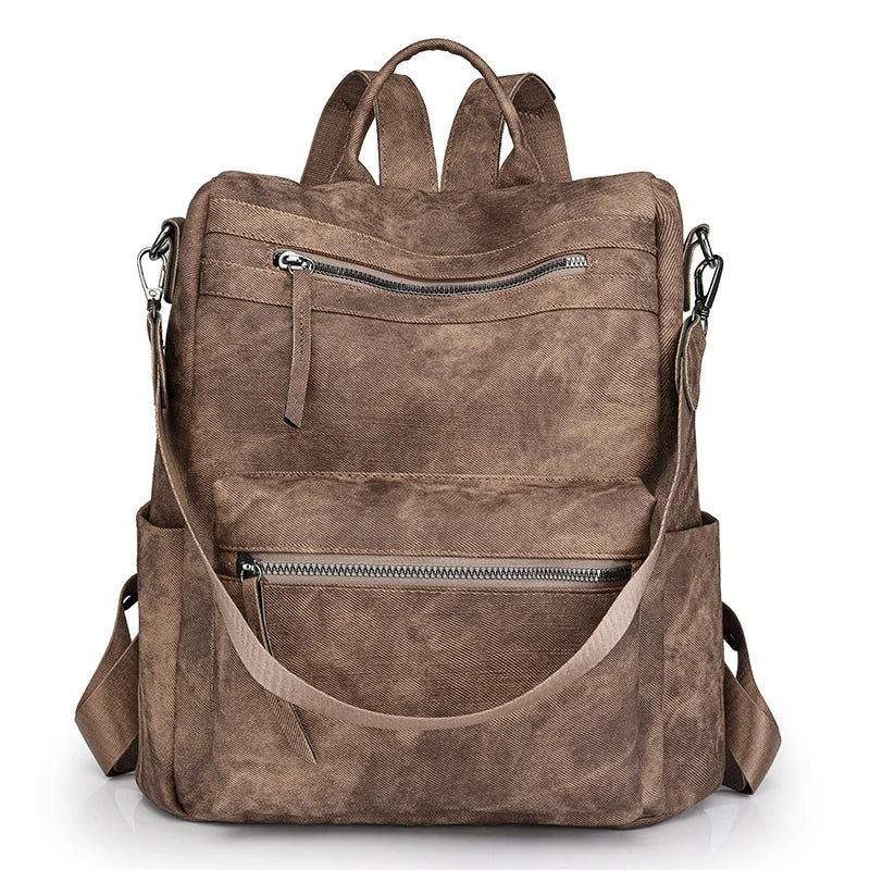 Leather Travel Backpack Anti Theft