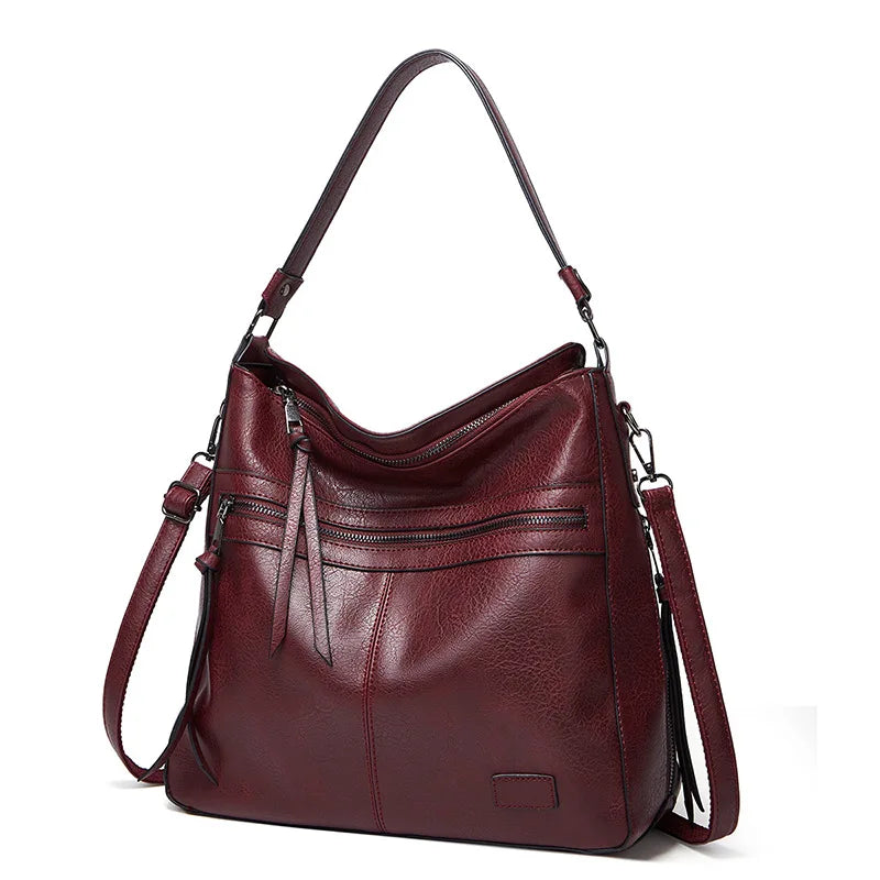 Bolso de hombro con piel