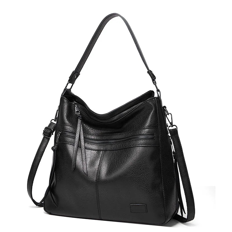 Bolso de hombro con piel