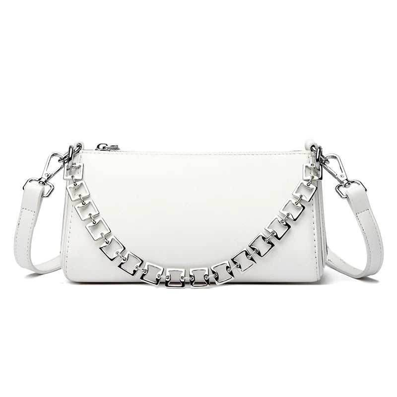Purse With Chain And Leather Strap The Store Bags White 