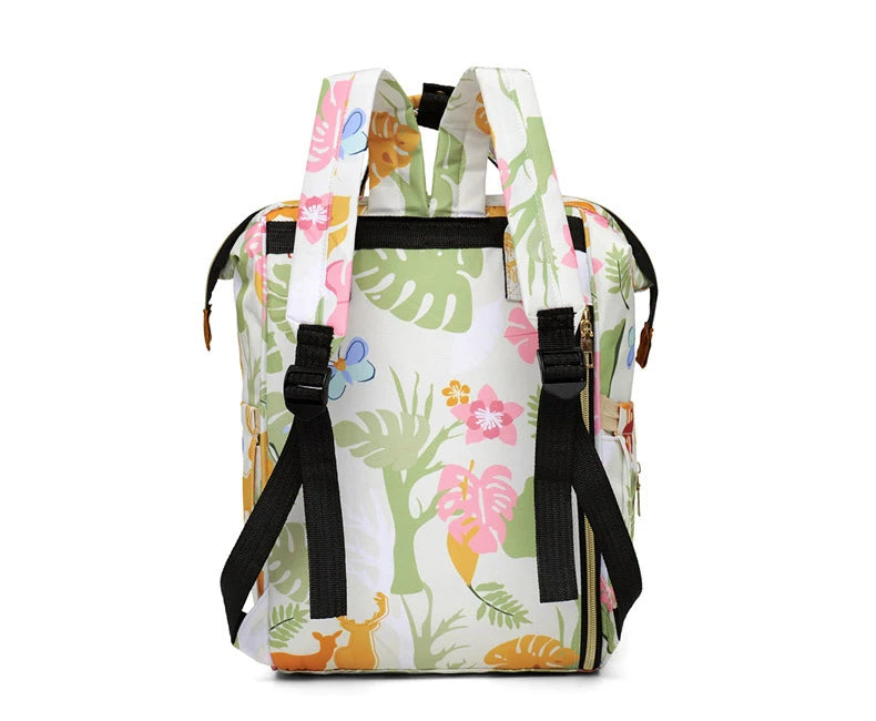 Floral Print Backpack Diaper Bag