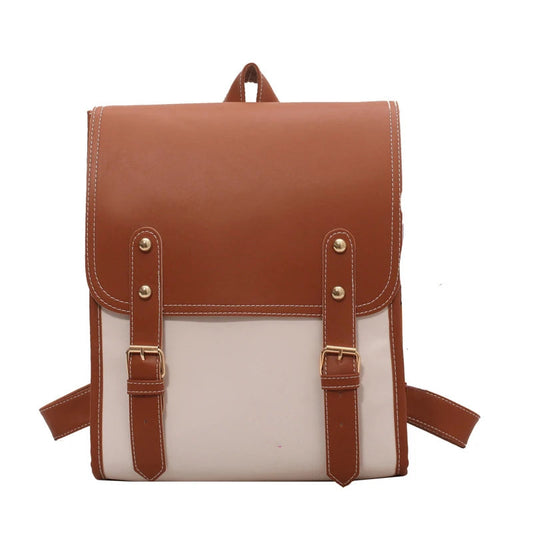 Double Buckle Leather Backpack The Store Bags Brown 