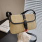 Straw And Faux Leather Bucket Bag