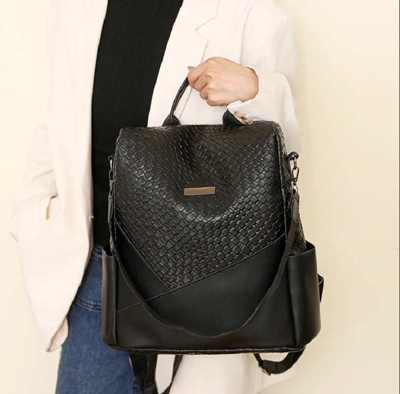 Leather Anti Theft Backpack Women