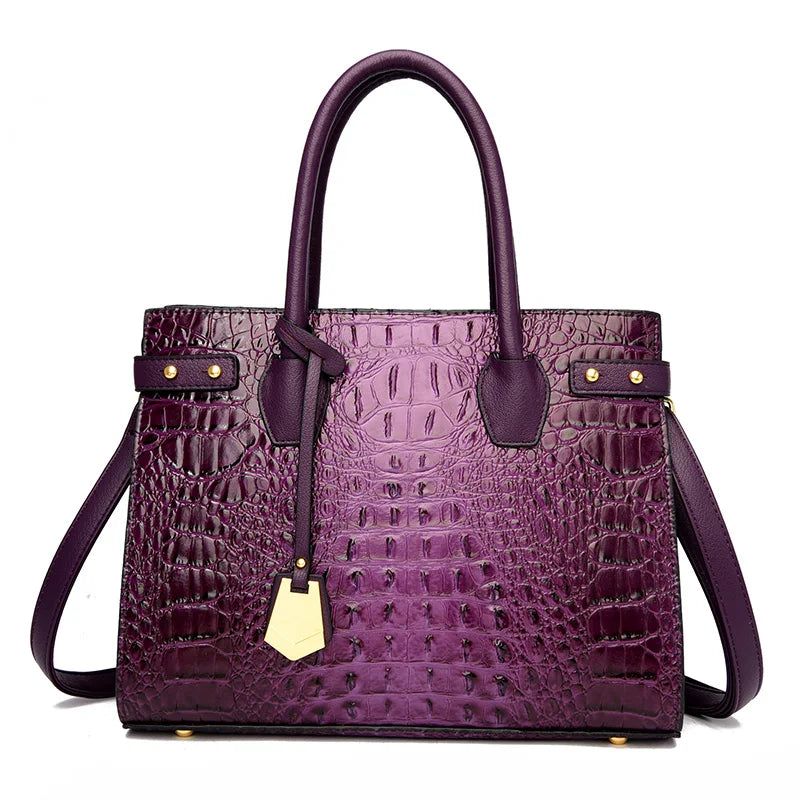 Black Croc Tote Bag The Store Bags Purple 