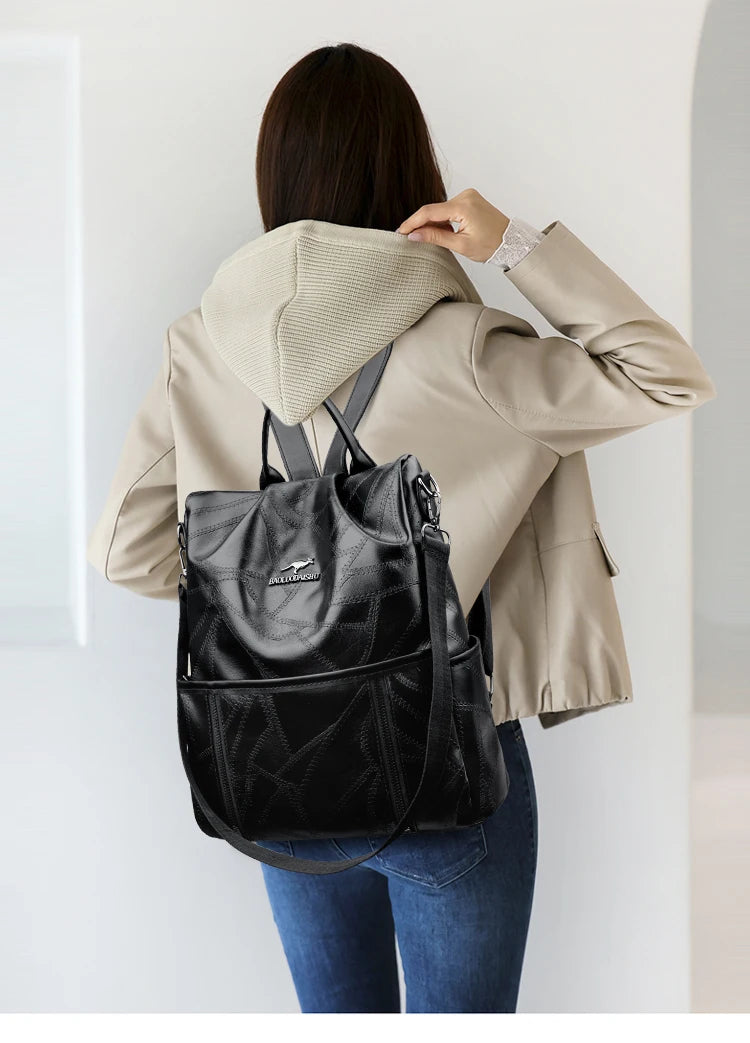 Anti Theft Backpack Women Leather