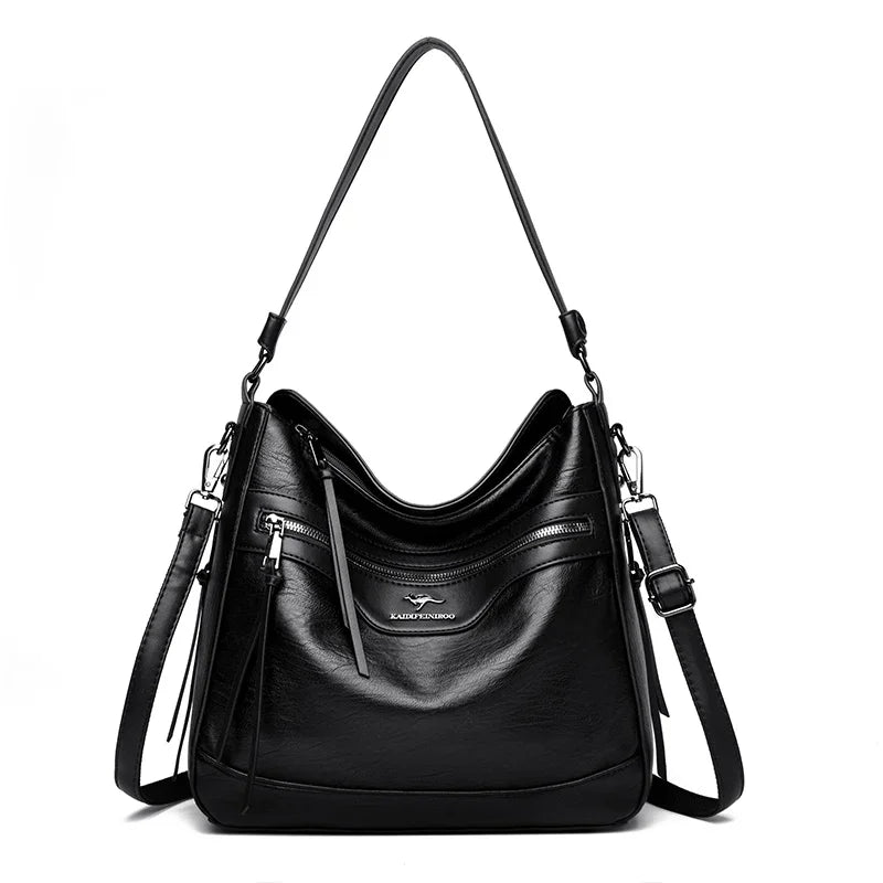 Two Tone Leather Tote Bag The Store Bags black 