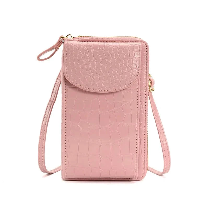 Pebbled Leather Phone Crossbody Bag The Store Bags Pink 