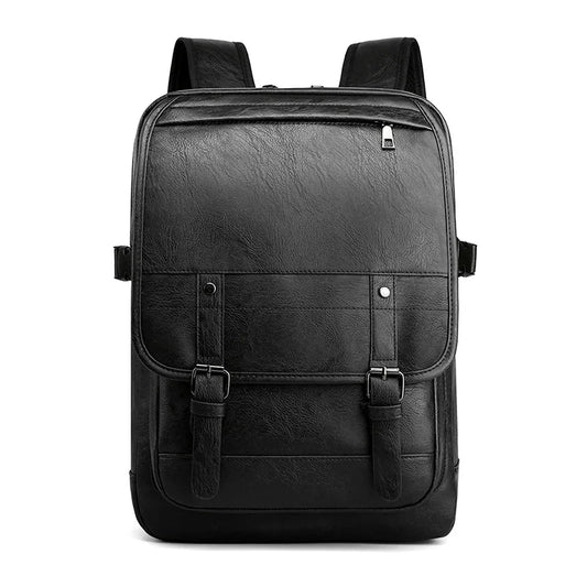 Black Leather Backpack 15 inch Laptop