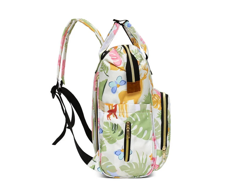 Floral Print Backpack Diaper Bag