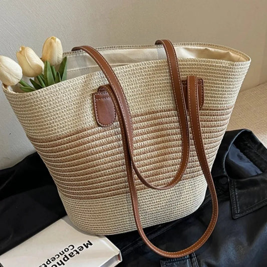Large Straw Summer Handbag