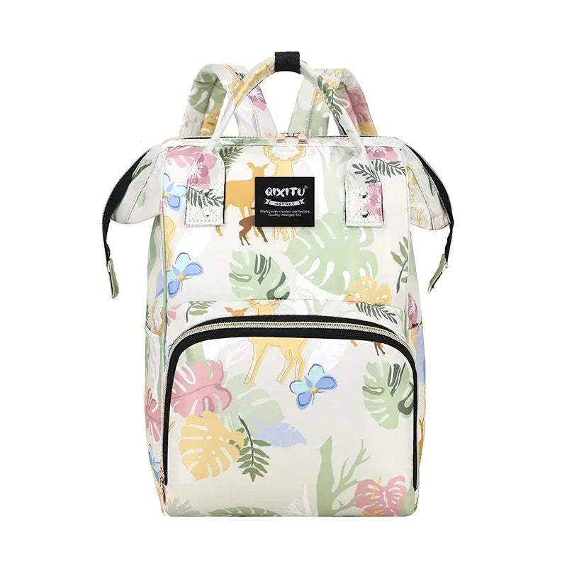 Floral Print Backpack Diaper Bag