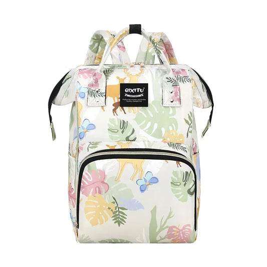 Floral Print Backpack Diaper Bag